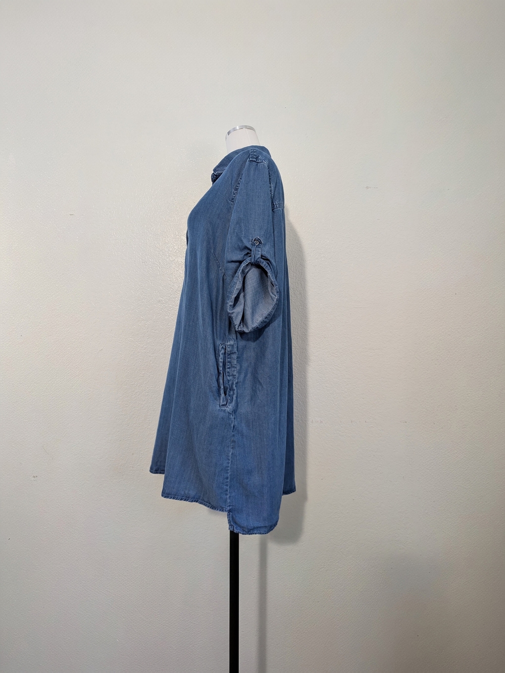 Chelsea & Theodore Blue Denim Tencel Lyocell Dress Side Pockects Size X-Large - Picture 4 of 8